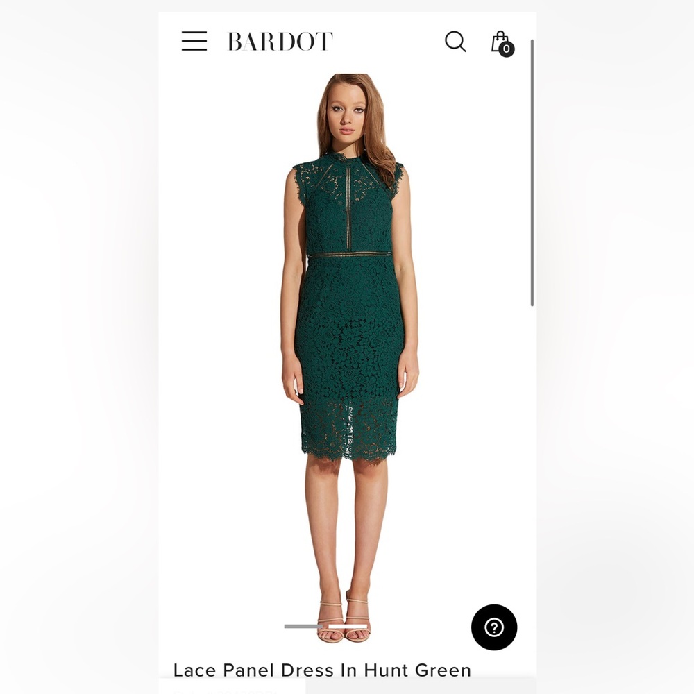 Lace Panel Dress In Hunt Green